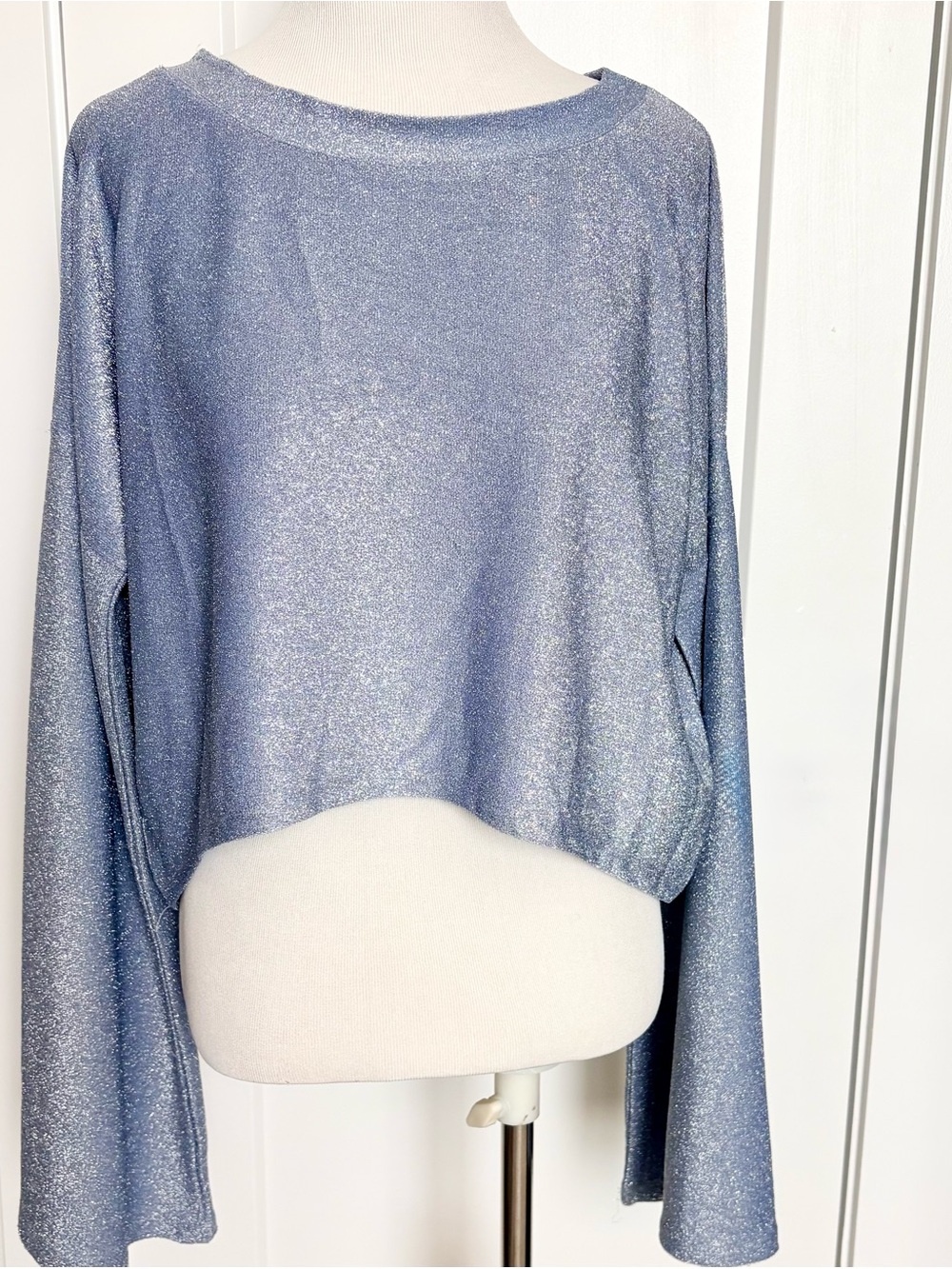 Glam Beautiful Shimmery Periwinkle Knit Top